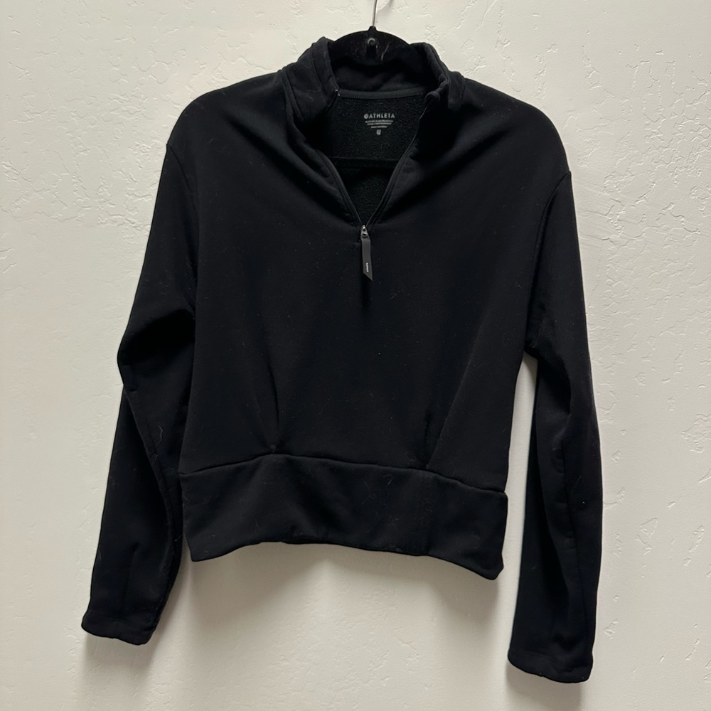 Athleta Black Half-Zip Pullover Sweatshirt